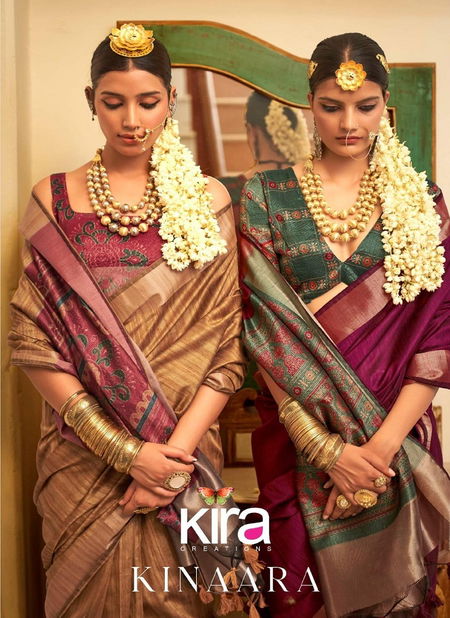 Kinaara By Kira Tusser Linen Saree Wholesalers In Delhi Catalog